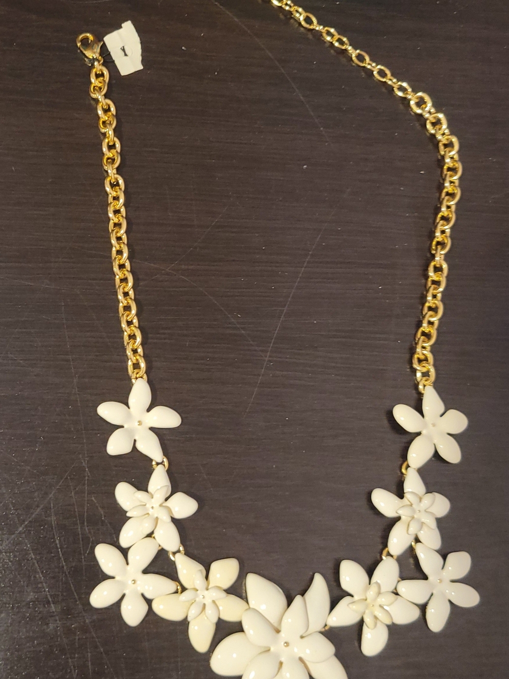 Talbots Gold-Tone Necklace with Cream Floral Accents